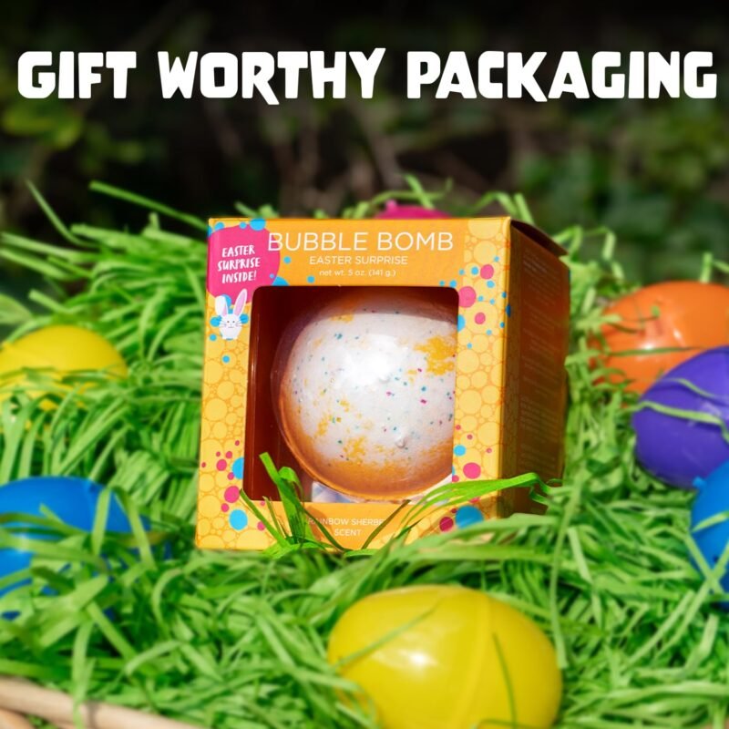 Easter Bath Bomb for Kids with Surprise Squishy Toy Inside (1 Pack) - Easter Basket Stuffers, Releases Color & Bubbles, Won’t Stain Tub, Moisturizing, Large Bath Bomb for Girls & Boys by Two Sisters - Image 4