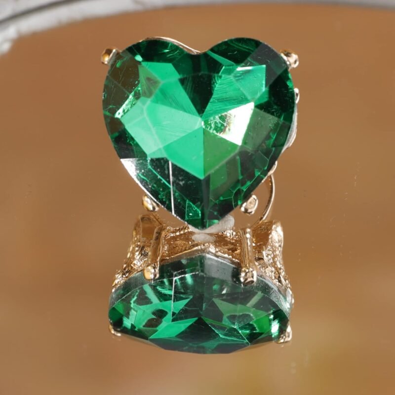 YERTTER Multi Color Crystal Thick Heart Shape Ring Women Statement Vintage Ring Adjustable Chic Rhinestone Band Ring for Wedding Women Brides - Image 4