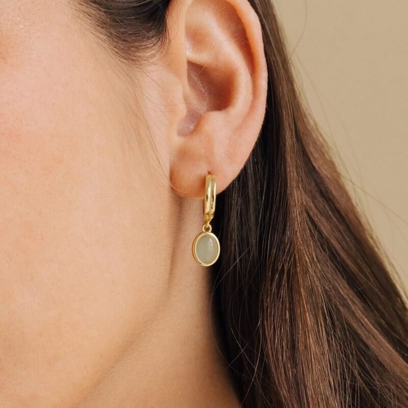 CAITLYNMINIMALIST 18K Gold Plated Sterling Silver CZ Gemstone Drop Dangle Trendy Crystal Hoop Earrings for Women - Image 6