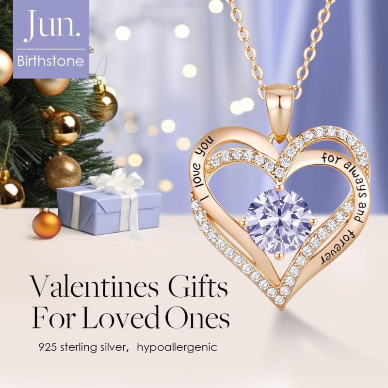 CDE Forever Love Heart Necklaces for Women, Wedding Anniversary, Birthday Gift for Wife, S925 Silver Jewelry with Birthstone Pendant, Ideal Valentine's Gifts for Her - Image 3