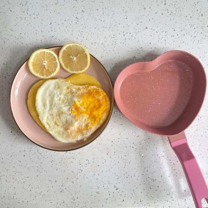 Mini Nonstick Egg Pan, Small Frying Pan with Unique Heart-shaped, One Egg Frying Pan with Granite Coating, Multi-functional Frying Pan for Cooking Eggs, Pancake, Sausages and Burgers, Pink - Image 6