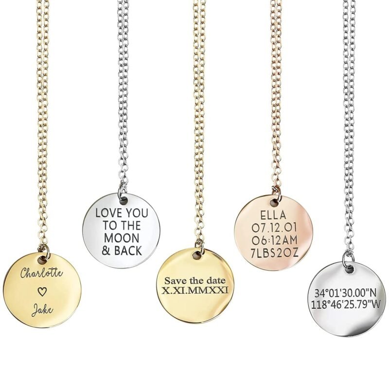 Personalized Name Necklace with Engraving Custom Coordinates, Inspirational Message, Unique Gift for Women, Bridesmaid Proposal Jewelry – LCN-MIX