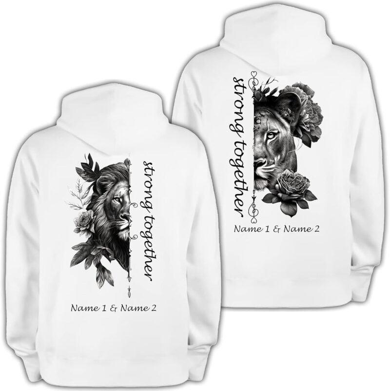 Camelliaa Shop Personalized Lion Couple Queen And King T-Shirt and Hoodie 2D S-5XL, Couple Hoodies, Matching Couple Hoodie - Image 3
