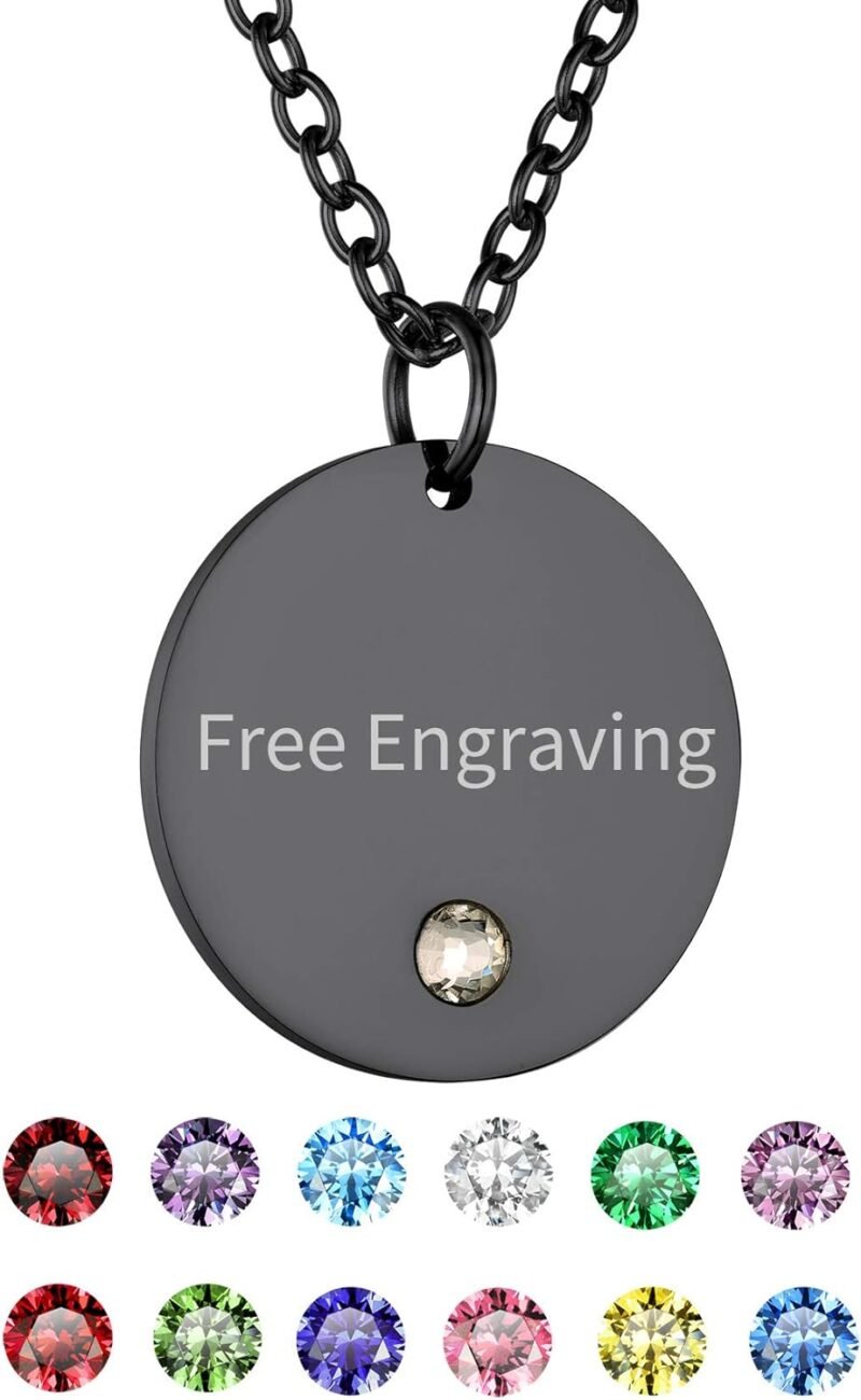 GOLDCHIC JEWELRY Personalized Birthstone Name Necklaces for Men Women, Engraved Family Names Necklace with Birthstone Vertical Bar Necklace, Pendant for Husband/Father/Grandma/Wife Birthday Gifts