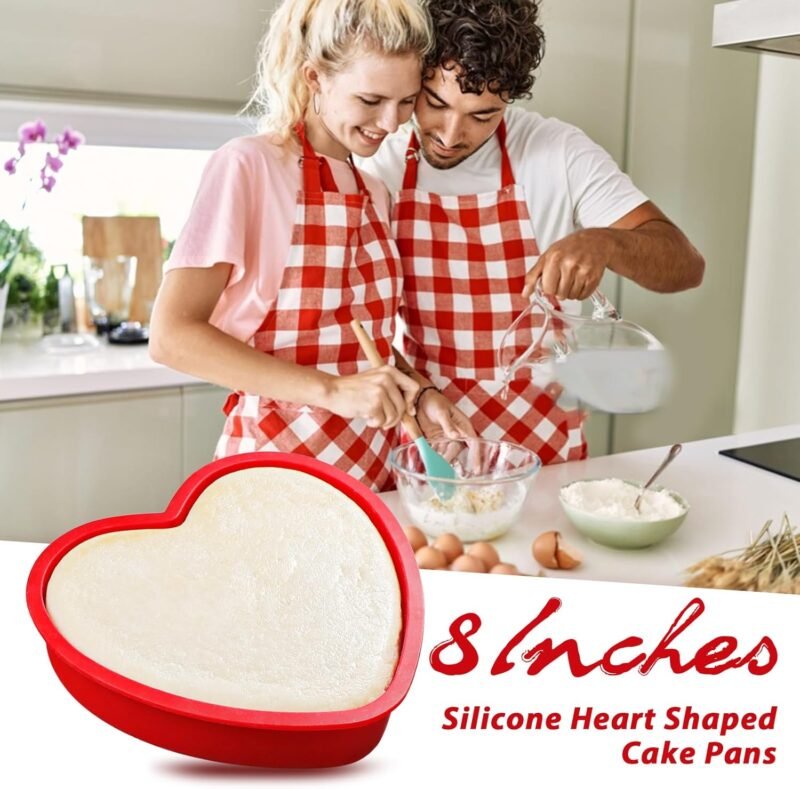 Webake Silicone Heart Shaped Cake Pans, 8 Inch Nonstick Heart Cake Pan Heart Cake Baking Mold, Set of 2 - Image 4