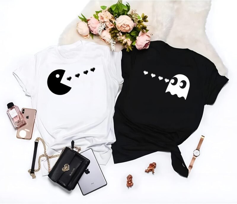 Matching Couples Shirts Pacman His and Her Shirt Set for Men Women T-Shirt - Image 4