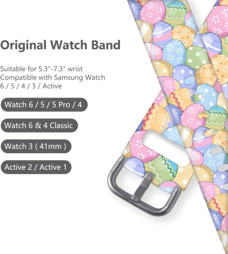 20mm Silicone Band Compatible with Samsung Galaxy Watch 6/6 Classic / 5/5 Pro / 4/4 Classic / 3 / Active 2 1, Sizes 40mm 41mm 42mm 44mm 45mm 46mm, Replacement Strap for Women Men - Image 6