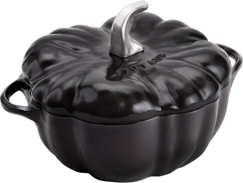 STAUB Cast Iron 3.5-qt Pumpkin Cocotte with Stainless Steel Knob - Black
