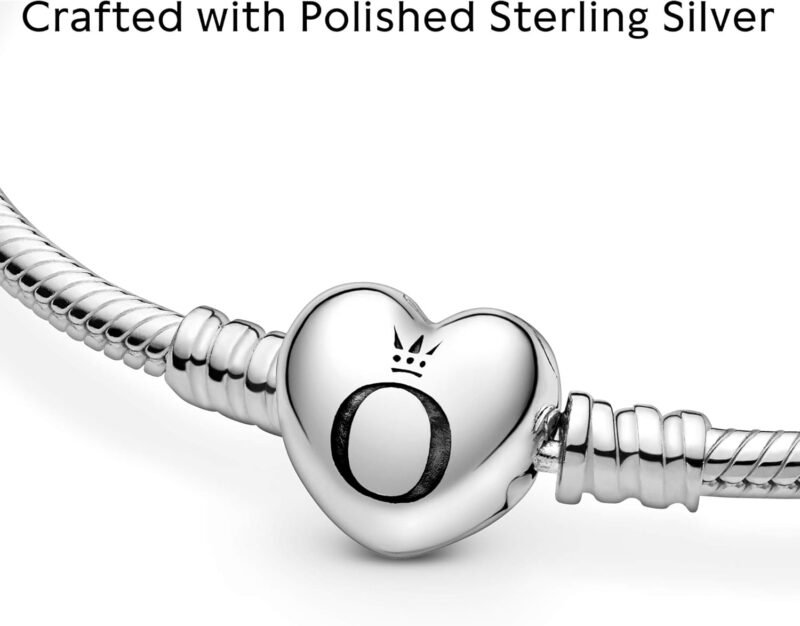 PANDORA Moments Heart Clasp Snake Chain Bracelet - Compatible Moments Charms - Gift for Her - Sterling Silver - With Gift Box - Image 4