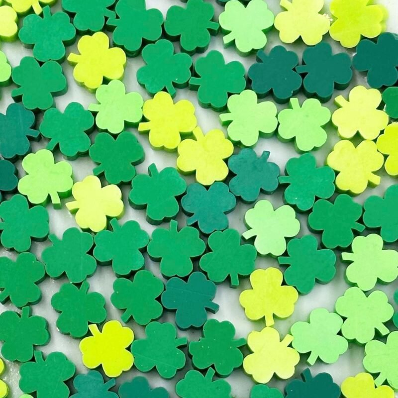 100Pcs St. Patrick's Day Shamrocks Handmade Polymer Clay Beads, Luck Clover Prints Polymer Clay Spacer Beads for Women Jewelry Making DIY Charms Bracelet Necklace Hair Clip Accessories Handmade Craft - Image 6