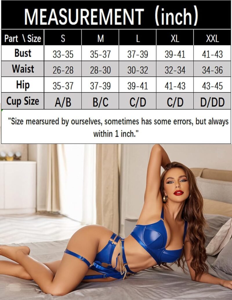 Avidlove Lingerie Sets For Women Sexy Underwire Pu Leather Bra And Panty Sets 3 Piece Garter Lingerie Set S-XXL - Image 6