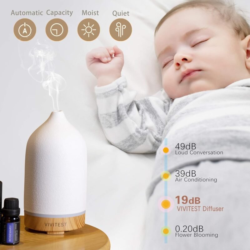 VIVITEST Ceramic Diffusers,Stone Essential Oil Diffuser, Ultrasonic Aromatherapy Diffusers for Home - Image 4