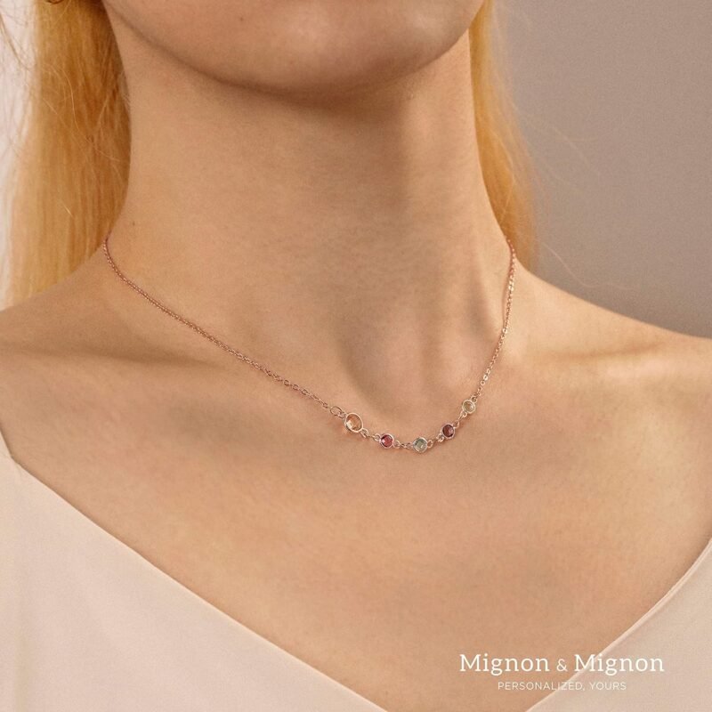 Custom Birthstone Necklace for Women, Family Jewelry Gift for Moms, Kids, and Grandmas -BSN-MC - Image 8