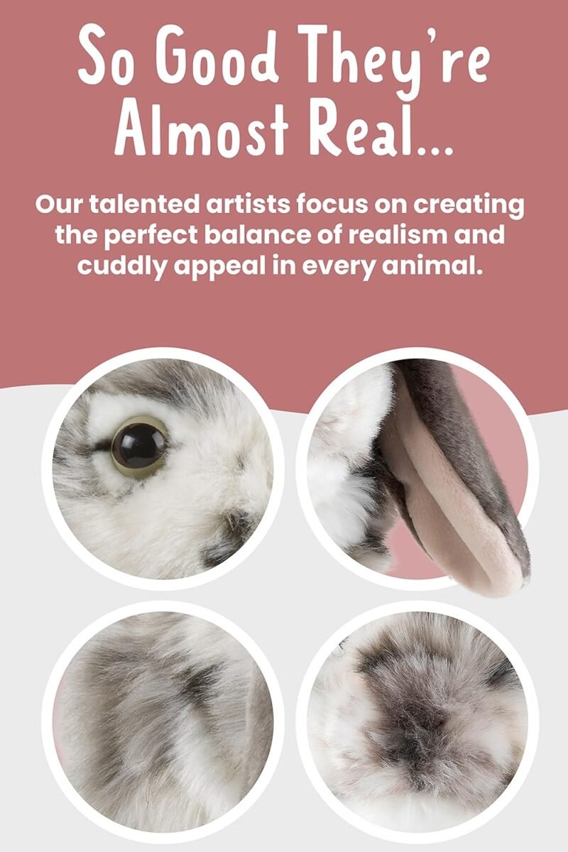 Living Nature Grey Dutch Lop Eared Rabbit Stuffed Animal | Fluffy Rabbit Animal | Soft Toy Gift for Kids | 10 inches - Image 3