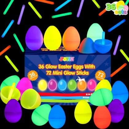 JOYIN 144 Pcs Easter Eggs with 288 Pcs Mini Glow Sticks for Kids Glow-in-The-Dark Basket Stuffers Fillers Gift, Easter Eggs Hunt Game Party Favors Classroom Decorations Supplies