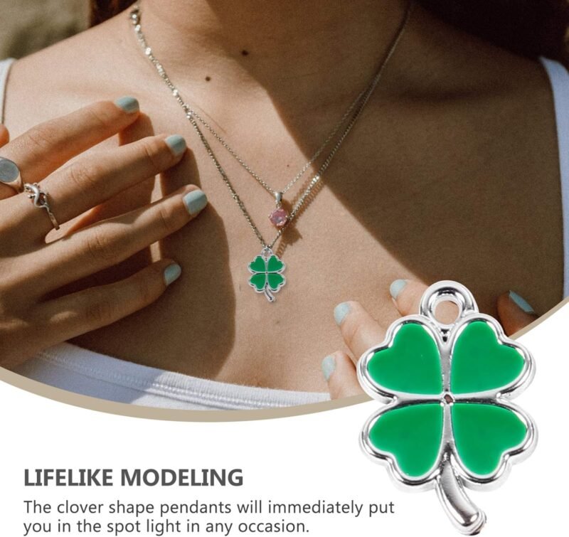 ABOOFAN 50Pcs Lucky Four-Leaf Clover Charm Pendants Shamrock Hanging Charms DIY Jewlery Accessories for St.Patrick Day - Image 9
