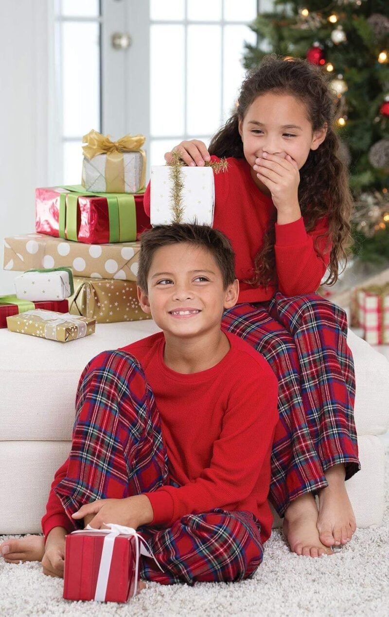 PajamaGram Christmas Pajamas for Family, Thermal Plaid - Image 3