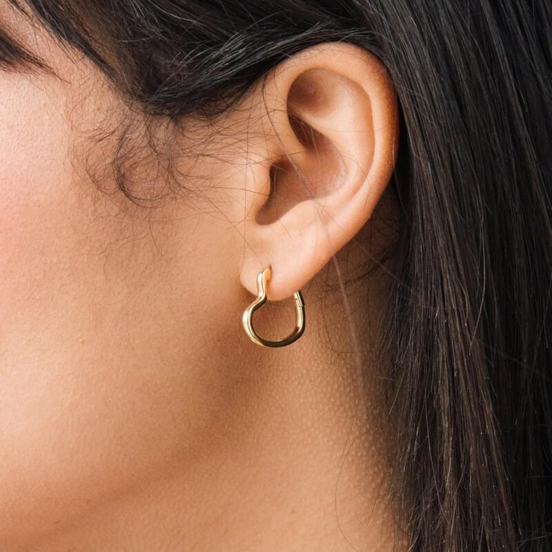 CAITLYNMINIMALIST 18K Gold Sterling Silver Dainty Heart Hoop Earrings for Women - Image 5