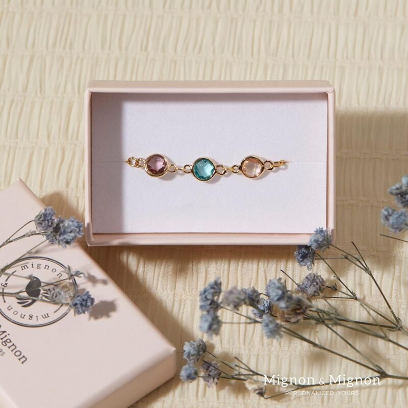 Custom Birthstone Bracelet For Women Friendship Bracelets for Girls Best Friend July August Birthday Gift For Mom Daughter Personalized Family Gift For Her Valentines Day Gift -BR-2HBS - Image 3