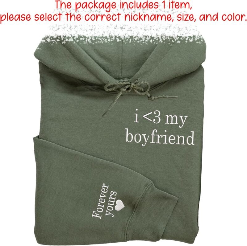 Embroidered Matching Couple Hoodies Boyfriend and Girlfriend I Love My Girlfriend Boyfriend Couple Valentine - Image 2