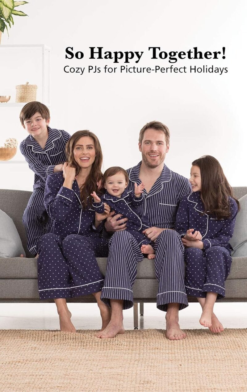 PajamaGram Family Pajamas Soft Cotton - Matching Pajamas, Burgundy & Navy Patterns - Image 2