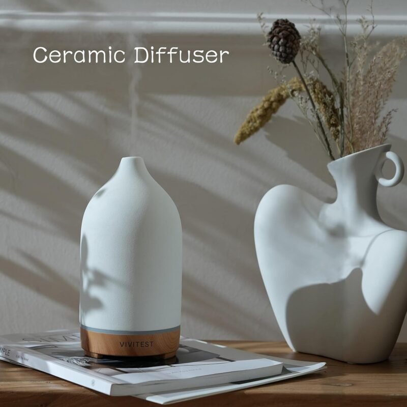 VIVITEST Ceramic Diffusers,Stone Essential Oil Diffuser, Ultrasonic Aromatherapy Diffusers for Home - Image 2