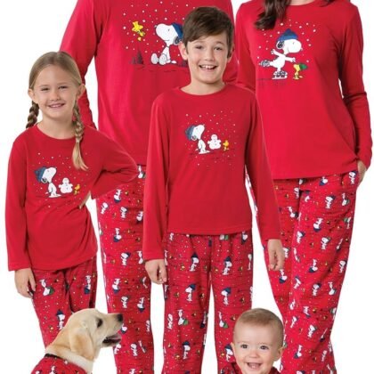 PajamaGram Family Pajamas Matching Sets - Snoopy Pajamas, Red