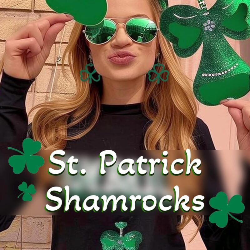 JeanBeau St. Patrick's Day Green Shamrock Earrings for Women, Irish Clover Leaf Dangle Drop Earing Trendy Accessories Jewelry Gift - Image 3