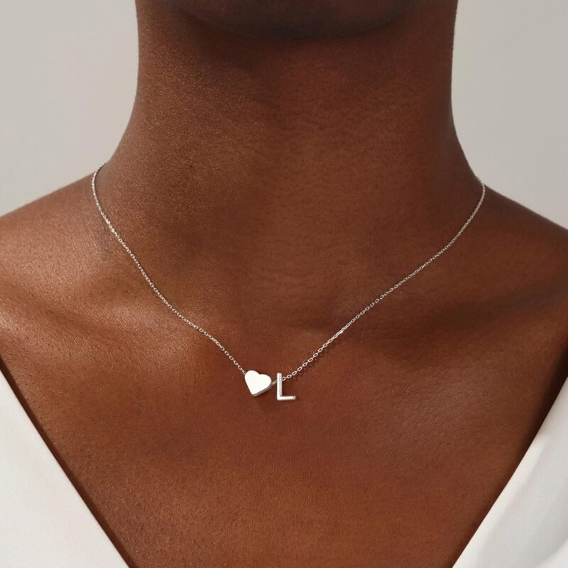 Turandoss Valentines Day Gifts for Her, 18K Real Gold Plated Heart Initial A-Z Necklace Dainty Heart Necklaces Tiny Gold Initial Necklaces Birthday Valentines Day Gifts for Girls Women Jewelry - Image 2
