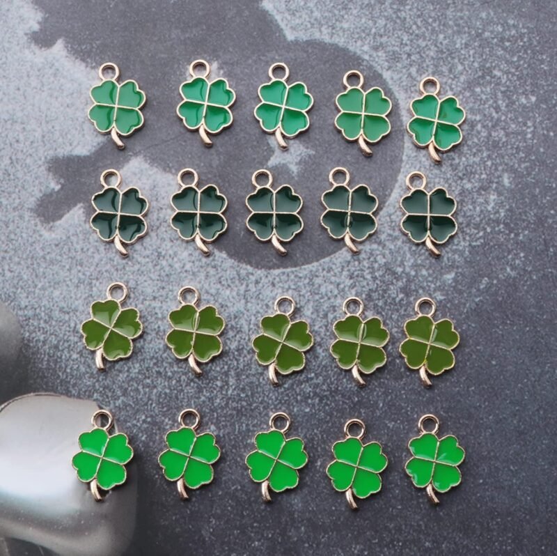 20 Pcs Four Leaf Clover Charms for St. Patrick’s Day Vintage Cute Small Enamel Pendants for Jewelry Making Kits Necklace Bracelet DIY Keychain Earring Accessories Supplies - Image 5