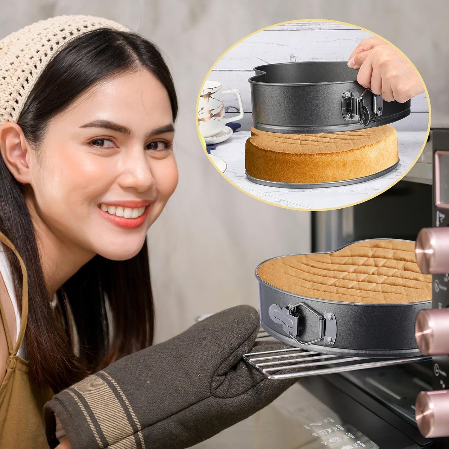 Zhehao 6 Pcs Heart Shape Cake Pans Valentine's Day Heart Cake Mold 6 Cheesecake Molds Diverse Sizes Nonstick Springform Pan Set Leakproof Deep Pans for Valentine's Day Family Couples Spouses - Image 2