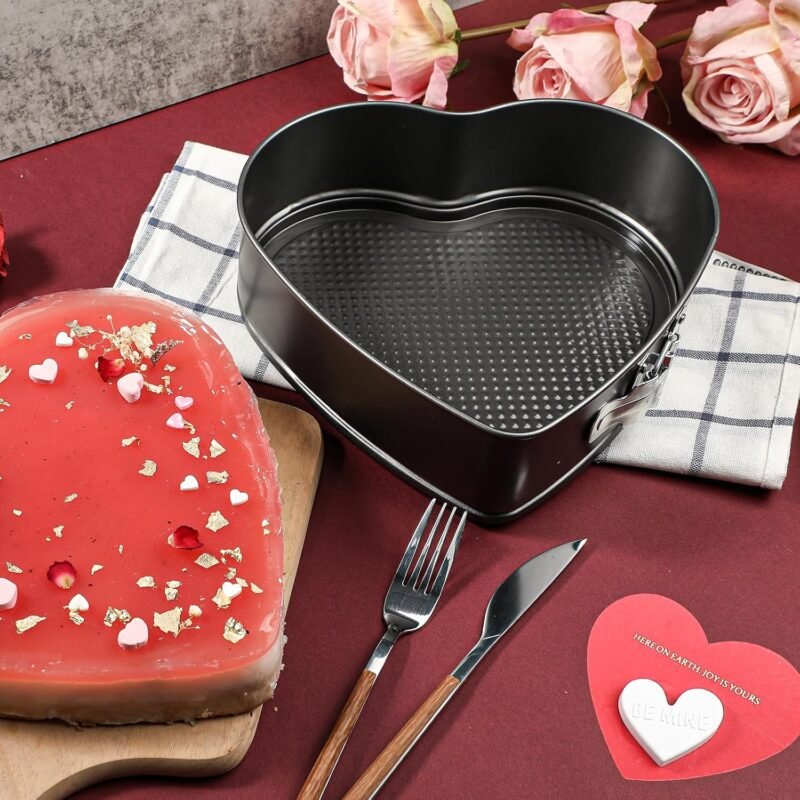 Webake Heart Shaped Springform Pan 9 Inch Nonstick Heart Cheesecake Pan, Large Heart Cake Mold, Valentine's Day Baking - Image 2