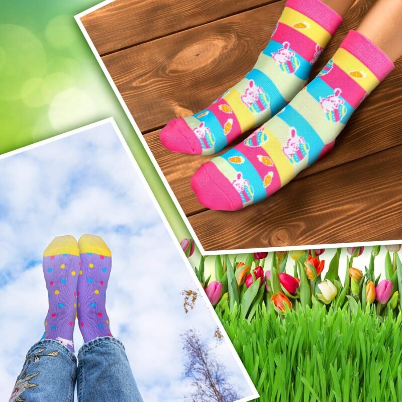 12 Pairs Easter Socks Women Easter Bunny Crew Socks Novelty Rabbit Carrot Egg Pattern Socks Holiday Socks for Easter Party Gift - Image 6