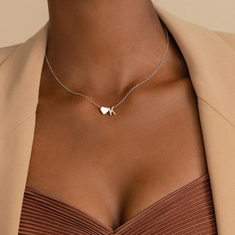 Turandoss Valentines Day Gifts for Her, 18K Real Gold Plated Heart Initial A-Z Necklace Dainty Heart Necklaces Tiny Gold Initial Necklaces Birthday Valentines Day Gifts for Girls Women Jewelry - Image 3