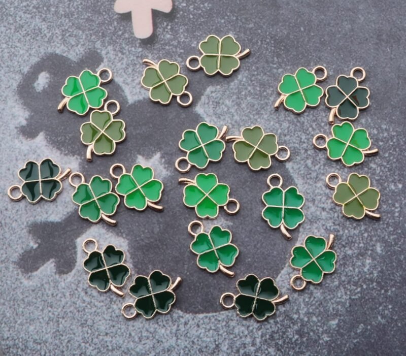 20 Pcs Four Leaf Clover Charms for St. Patrick’s Day Vintage Cute Small Enamel Pendants for Jewelry Making Kits Necklace Bracelet DIY Keychain Earring Accessories Supplies - Image 2