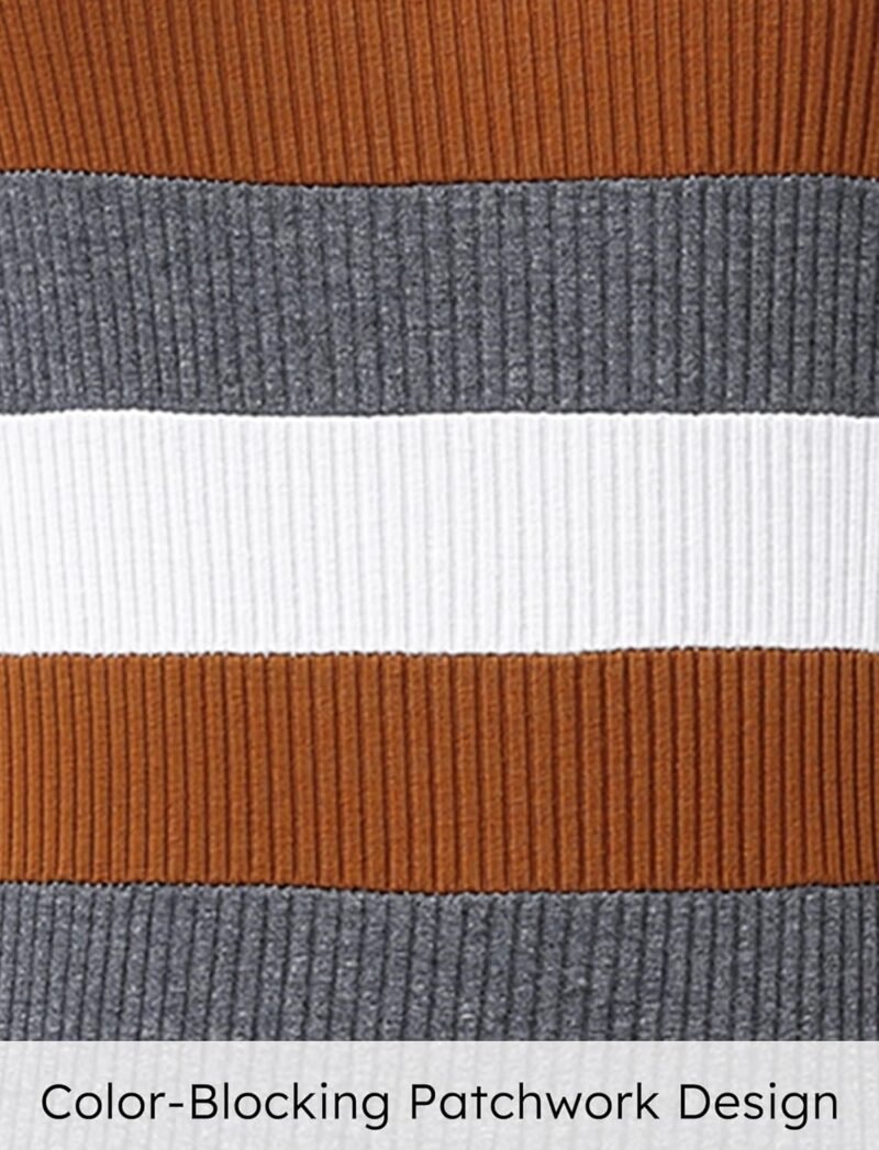PATPAT Family Matching Outfits Cotton Rib Knit Colorblock Long Sleeve Bodycon Dresses and Sweatshirts Tops Sets - Image 4