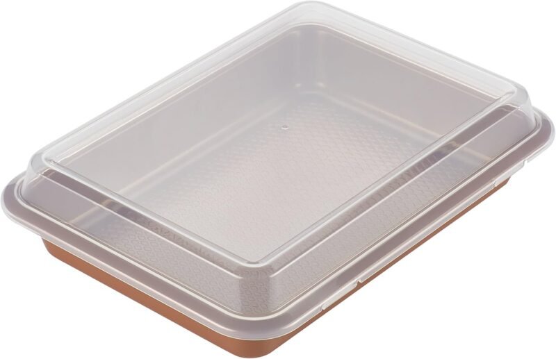 Ayesha Curry Nonstick Bakeware Nonstick Baking Pan With Lid / Nonstick Cake Pan With Lid, Rectangle - 9 Inch x 13 Inch, Brown, Copper - Image 2