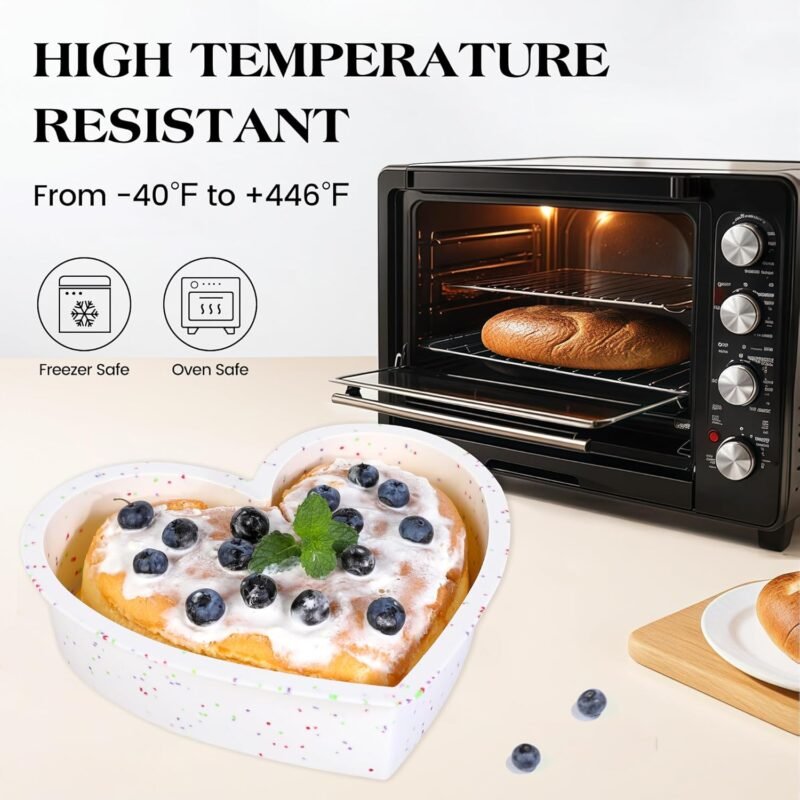 Silicone Heart Shaped Cake Pans 10 Inch Large Heart Cake Pan for Valentine's Day Nonstick Silicone Heart Molds for Baking (2 Pcs Set, Cream) - Image 5