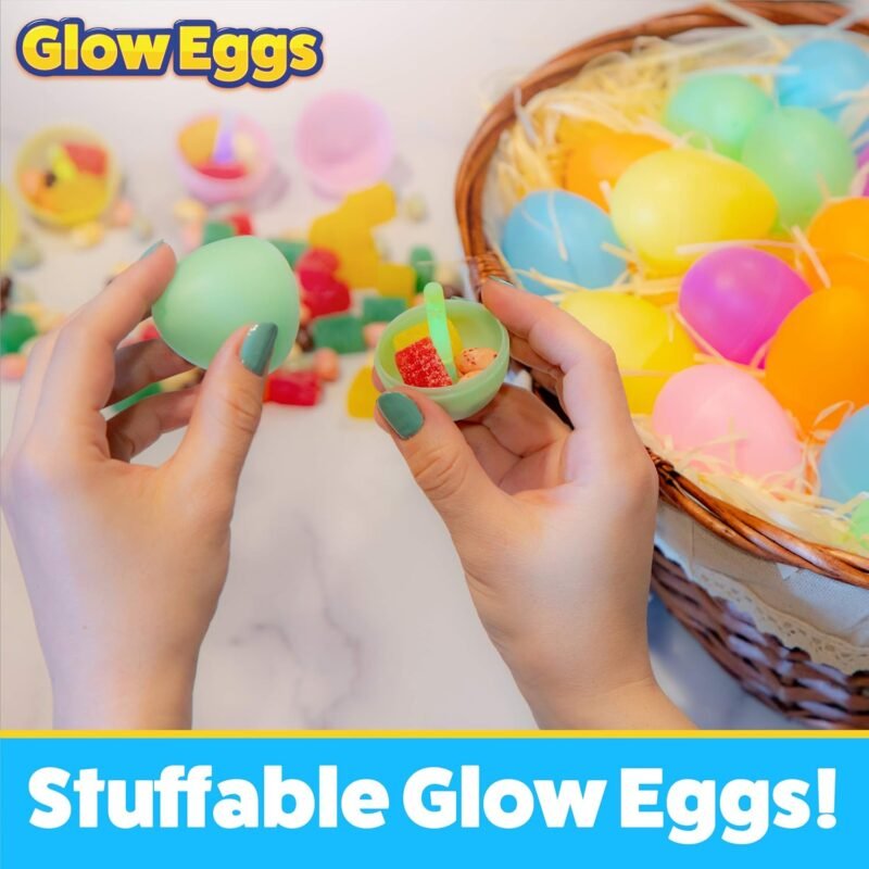 PartySticks 24 Easter Glow Eggs & 72 Mini Glow Sticks 96pcs Total, Glow-in-The-Dark Kids Teens Adults Easter Basket Stuffers Fillers Gift, Egg Hunt Game Bulk Party Favors, Boys Girls Classroom Prizes - Image 4