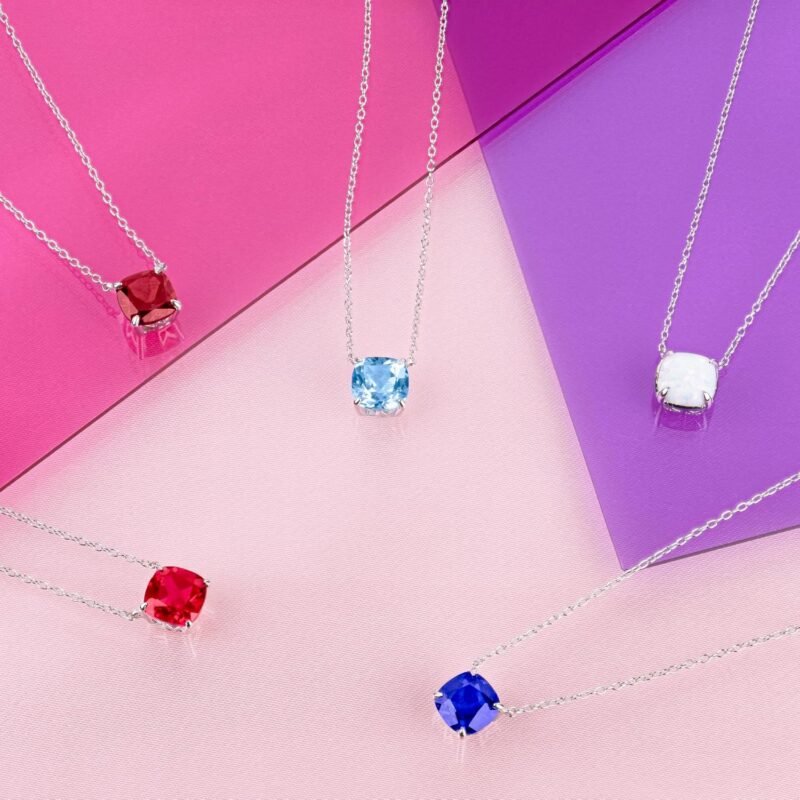 Nicole Miller Cushion Cut 3 CT Birthstone Necklace for Women – 925 Sterling Silver Pendant Necklaces – 18 Inch Adjustable Chain, 8 mm Genuine Gemstone Solitaire with Lobster Claw Fine Jewelry - Image 6