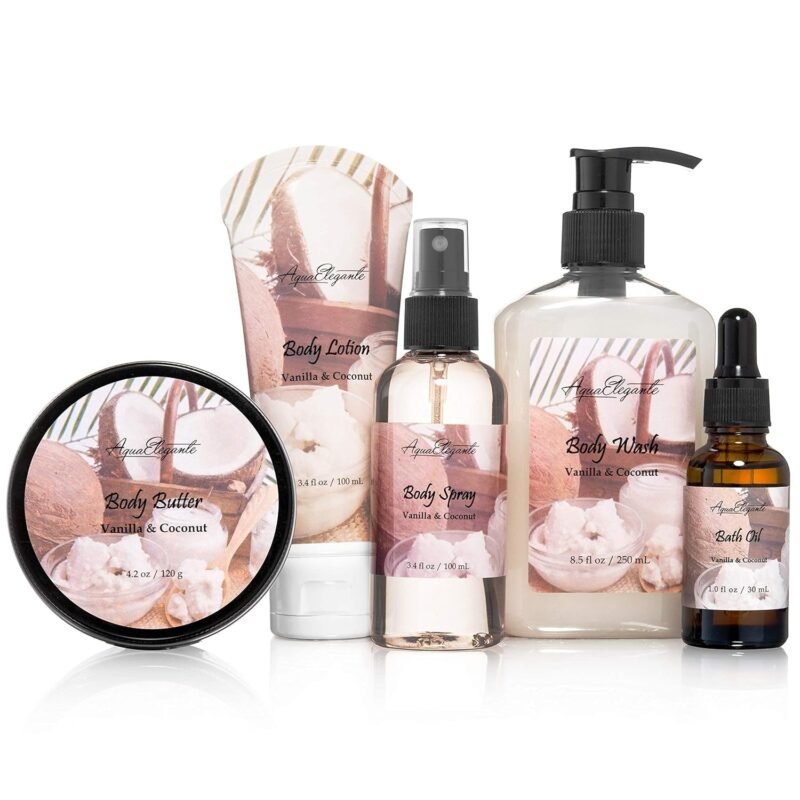 Spa Gift Baskets For Women - Luxury Bath Set With Coconut & Vanilla - Spa Kit Includes Body Wash, Bubble Bath, Lotion, Body Butter, Soap, Body Spray, Shower Puff, and Towel - Image 7