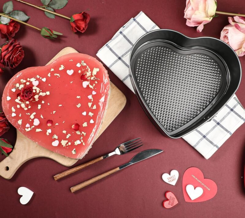 Webake Heart Shaped Springform Pan 9 Inch Nonstick Heart Cheesecake Pan, Large Heart Cake Mold, Valentine's Day Baking - Image 4