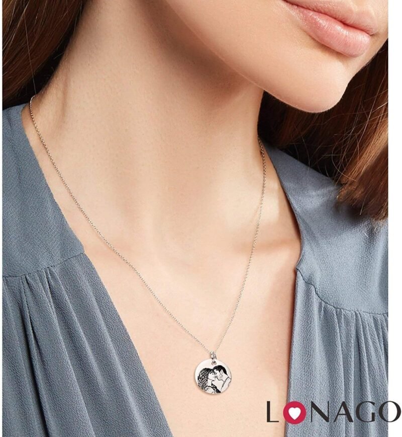 LONAGO Personalized Photo Necklace 925 Sterling Silver Custom Heart Engraved Picture Image Necklace Pendant Gifts for Mom Women - Image 5