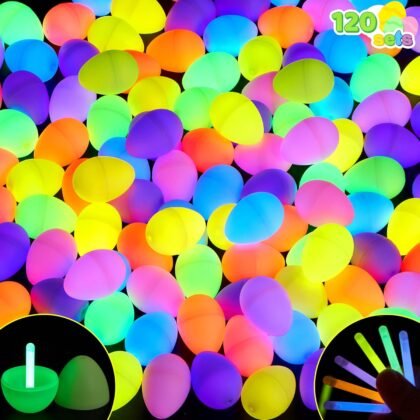 JOYIN 72 Pcs Easter Eggs with 72 Mini Glow Sticks for Kids Glow-In-The-Dark Basket Stuffers Fillers Gift, Easter Egg Hunt Game Party Favors Decorations Supplies, Classroom Prizes