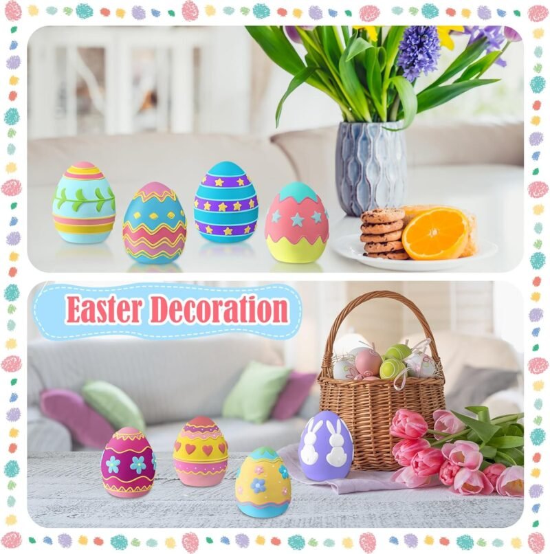 Set of 8 Ceramic Easter Egg DIY Painting Kit DIY Graffiti Art Handicrafts to Paint Your Own Easter Ceramic Egg Statues Plaster Brushes Acrylic Paints Bags Party Favor for Adults - Image 5