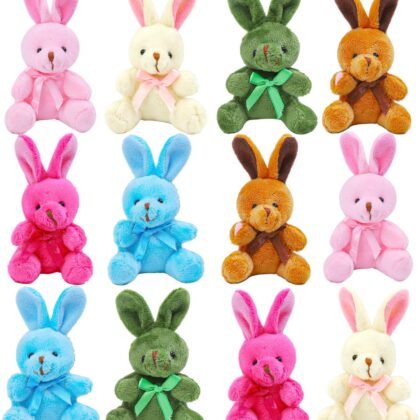 Elcoho 12-Pack Easter Plush Bunnies - Stuffed Animal Toys, Egg Fillers, Party Favors