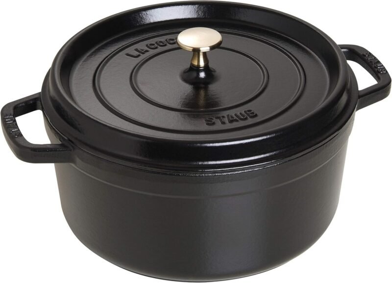 STAUB Cast Iron Roaster/Cocotte, Round, 5 L, Black, 26 cm