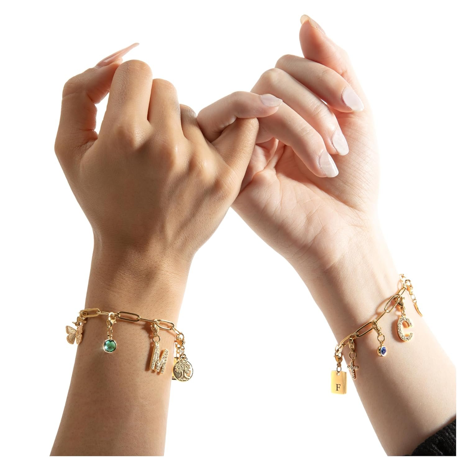 Gold Charm Bracelet for Women, Valentines Gifts for Mom with Personalized Engraved Charms Personalized Gift for Grandma, Unique Birthdays Teen Girls - P-CHARM-MIX-BR - Image 2