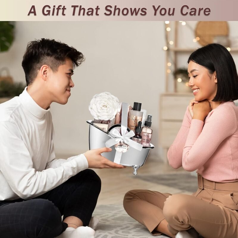 Spa Gift Baskets For Women - Luxury Bath Set With Coconut & Vanilla - Spa Kit Includes Body Wash, Bubble Bath, Lotion, Body Butter, Soap, Body Spray, Shower Puff, and Towel - Image 6