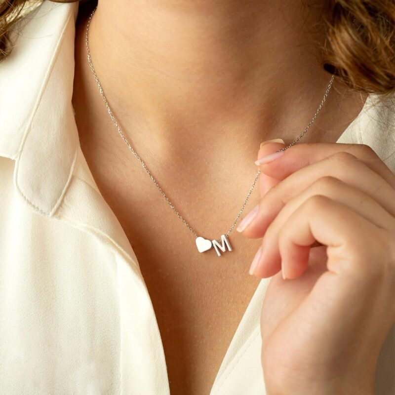 Turandoss Valentines Day Gifts for Her, 18K Real Gold Plated Heart Initial A-Z Necklace Dainty Heart Necklaces Tiny Gold Initial Necklaces Birthday Valentines Day Gifts for Girls Women Jewelry - Image 4